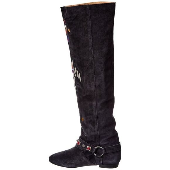 Isabel Marant Selize Suede Knee-High Boot, Black - Picture 2 of 5